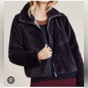 Anthropologie Natasha Satin Lined Faux Fur Jacket